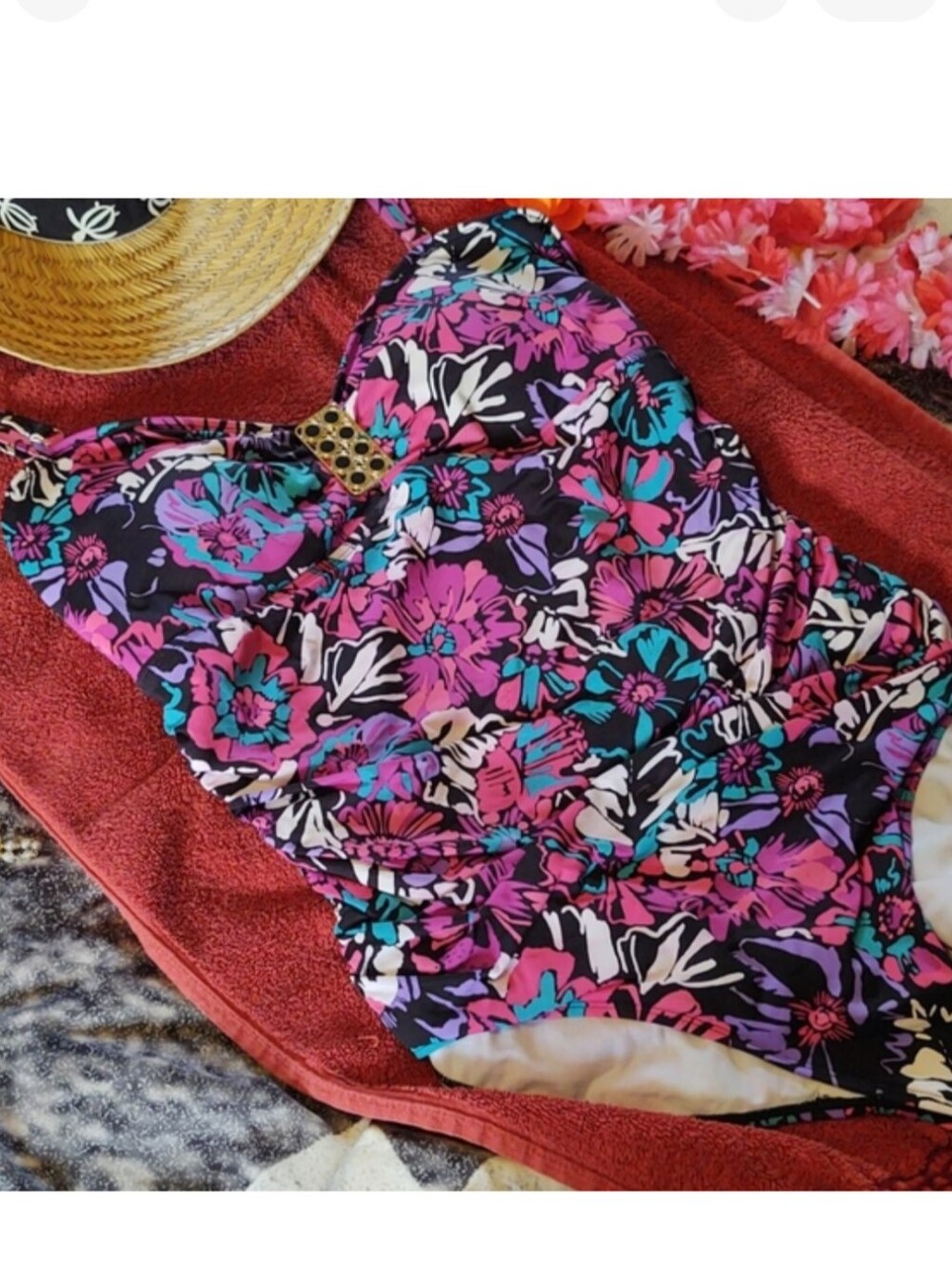 Anne Cole Collection Floral Ruched One Piece Sz. 16